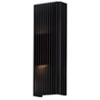 ET2 Rampart Outdoor Wall Sconce in Black finish, featuring a sleek, modern design with a rectangular aluminum frame and clear glass panels.