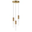 ET2 Reeds Multi-Light Pendant featuring a sleek design with multiple hanging lights in a gold finish, crafted from aluminum.