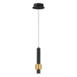 ET2 Reveal Mini Pendant in Black with Gold finish, featuring a sleek, modern design with a Steel frame and Acrylic shade, hanging elegantly from the ceiling.