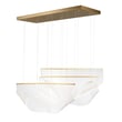 ET2 Rinkle 3-Light Linear Pendant in French Gold finish with Acrylic and Stainless Steel accents, featuring a modern, elegant design.