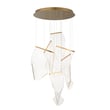 ET2 Rinkle Multi Pendant featuring a modern design with French Gold finish and Acrylic accents, suspended by Stainless Steel cables.