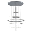 ET2 Saturn II Multi Tier Pendant in Matte Silver finish, featuring a sleek, modern design with multiple circular aluminum tiers suspended elegantly.