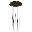 ET2 Scepter Multi Pendant in Black Chrome finish, featuring sleek steel rods with elegant glass accents, suspended in a modern, geometric design.