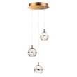 ET2 Swank Multi-Light Pendant in Natural Aged Brass finish, featuring sleek Aluminum shades, elegantly suspended in a modern design.