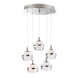 ET2 Swank Multi-Light Pendant in Polished Chrome finish, featuring multiple aluminum lights suspended at varying heights for a modern, elegant look.