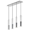 ET2 Torch Linear Pendant in Polished Chrome finish, featuring a sleek, modern design with elongated steel elements and integrated LED lighting.