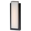 ET2 Tower Outdoor Wall Sconce in black finish, featuring a sleek aluminum design with a rectangular shape, mounted on an exterior wall.