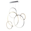 ET2 Union Multi Ring Pendant in a modern design, featuring overlapping steel rings with a multi-plated finish, suspended elegantly from the ceiling.