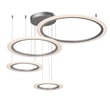 ET2 Saturn II 4-Light LED Pendant with a sleek, modern design featuring a circular brushed nickel finish and energy-efficient LED lights.