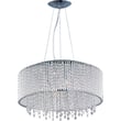 ET2 Spiral 10-Light Pendant with a sleek chrome finish, featuring a modern spiral design with cascading crystal accents, illuminating elegantly.