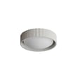 ET2 Souffle LED Flush Mount in Chaulk White finish, featuring a sleek, modern design with a concrete and PC construction, mounted on a steel base.