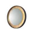 ET2 Floating LED Mirror with a sleek steel frame, featuring a gold leaf with black finish, elegantly illuminating any space.