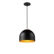 ET2 Foster Dome Pendant in Black with Gold finish, made of Aluminum, hanging elegantly from the ceiling, illuminating the space below.