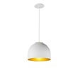 ET2 Foster Dome Pendant in Aluminum finish, featuring a sleek White with Gold design, elegantly hanging in a modern interior setting.