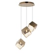 ET2 Ice Cube Pendant light made of stainless steel and glass with a French Gold finish, featuring a sleek, modern design.