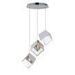 ET2 Ice Cube Pendant light fixture in polished chrome finish with stainless steel and glass elements, featuring a cube-shaped design.