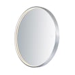 ET2 Round LED Mirror with a sleek brushed aluminum finish, featuring a modern circular design and integrated LED lighting for a stylish touch.