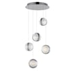 ET2 Pulse Acrylic Multi Light Pendant featuring a sleek design with polished chrome finish and aluminum accents, hanging elegantly from the ceiling.
