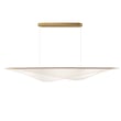 ET2 Manta Linear Pendant in Gold finish, featuring a sleek, curved design with Aluminum, Steel, and Acrylic elements, elegantly suspended for modern lighting.