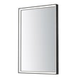ET2 Bevel LED Mirror in Brushed Black finish, featuring aluminum, PC, and glass materials for a modern bathroom design.