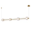 ET2 Elysian Linear Pendant in Natural Aged Brass finish, featuring a sleek design with Steel, Aluminum, and Glass elements, elegantly suspended.