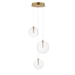 ET2 Global Multi-Light Pendant featuring a cluster of Steel and Glass lights in a Natural Aged Brass finish, elegantly suspended for modern decor.