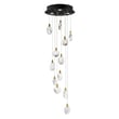 ET2 Pebble Multi-Light Pendant featuring a cluster of lights in Black with Polished Gold finish, crafted from Steel and Crystal, elegantly suspended.
