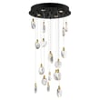 ET2 Pebble Multi-Light Pendant featuring a sleek design in Black with Polished Gold finishes, crafted from Steel, Copper, and Crystal elements.