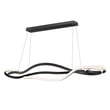 ET2 Serpentine 60" Horizontal Pendant in black finish, featuring a sleek, curved design with aluminum, steel, and silicone materials.