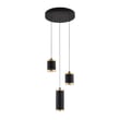 ET2 Cuff Multi Light Pendant in Black with Gold, featuring a modern design crafted from steel and polycarbonate.