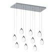 ET2 Dewdrop Linear Suspension in Polished Chrome finish, featuring a sleek design with a combination of Steel, Polycarbonate, and Glass elements.