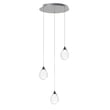 ET2 Dewdrop Multi Light Pendant featuring a cluster of glass drops suspended from polished chrome fixtures, creating a modern and elegant lighting display.