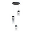 ET2 Highball Multi Light Pendant featuring a sleek design with multiple glass shades suspended from a gunmetal-finished steel fixture.