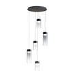 ET2 Highball Multi Light Pendant featuring a sleek Gunmetal finish with Steel, Polycarbonate, and Glass materials, elegantly suspended in a modern design.