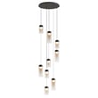 ET2 Highball Multi Light Pendant featuring a cluster of sleek, cylindrical lights in gunmetal finish with steel, polycarbonate, and glass elements.