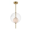 ET2 Martini Pendant light fixture in Natural Aged Brass finish, featuring a sleek Glass and Steel design, elegantly suspended for modern interior decor.