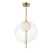 ET2 Martini Pendant light in Natural Aged Brass finish with a sleek design, featuring a glass shade and suspended by a steel cable.