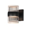 ET2 Modular Ribbed Can Outdoor Wall Sconce in Black finish, featuring an Aluminum and Glass design, mounted on an exterior wall.