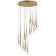 ET2 Pierce Cascade Multi-Light Pendant featuring cascading crystal lights with a gold finish and steel accents, creating an elegant and modern design.