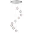 ET2 Rhythm Multi Light Pendant featuring a modern design with cascading steel and glass elements in a polished chrome finish, creating an elegant lighting effect.
