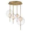 ET2 Martini Multi Light Pendant featuring a cluster of glass lights suspended from a natural aged brass fixture, creating an elegant and modern look.