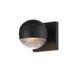 ET2 Modular Ribbed Globe Outdoor Wall Sconce in Black finish, featuring an Aluminum and Glass design with a ribbed globe shape mounted on a wall.