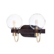 Maxim Lighting Bauhaus Bath Vanity Light in Bronze with Satin Brass, featuring durable steel and glass for a stylish bathroom upgrade.