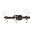 Maxim Lighting Bauhaus Bath Vanity Light in Bronze with Satin Brass finish, featuring durable steel and glass materials.