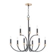 Maxim Lighting Charlton Chandelier in Black with Antique Brass finish, featuring durable steel construction for elegant lighting.
