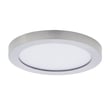 Maxim Lighting Chip Outdoor Round Flush Mount in Satin Nickel, featuring durable polycarbonate and steel construction.