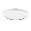 Maxim Lighting Chip Outdoor Round Flush Mount in White, made of durable polycarbonate and steel, perfect for outdoor spaces.