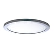 Maxim Lighting Chip Outdoor Round Flush Mount in Satin Nickel, featuring durable polycarbonate and aluminum materials.