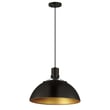 Maxim Lighting Dawn Pendant in Antique Brass with Black finish, featuring a sleek Aluminum design, hanging elegantly in a modern interior setting.
