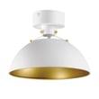 Maxim Lighting Dawn Flush Mount in White with Satin Brass finish, featuring an elegant aluminum design with a modern, minimalist aesthetic.